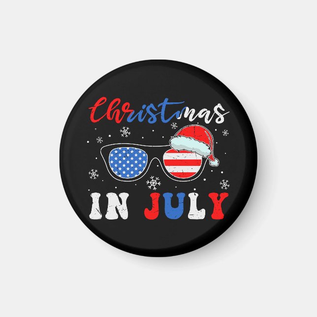 "Christmas in July" – Patriotic Sunglasses  Magnet (Front)