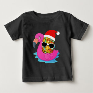 Christmas in July Pineapple Santas Hat Flamingo Baby T-Shirt