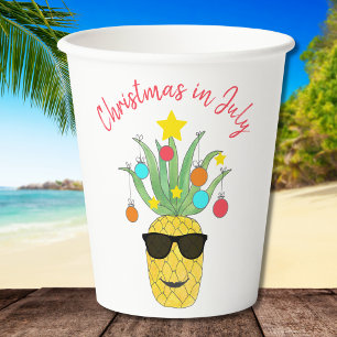 Christmas in July Pineapple Tropical Holiday Paper Cups