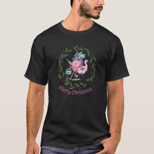 Christmas In July Pineapple With Flamingo And Swim T-Shirt