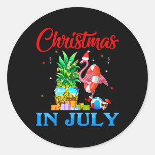 Christmas In July Pineapple Xmas Tree Flamingo San Classic Round Sticker