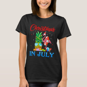 Christmas In July Pineapple Xmas Tree Flamingo San T-Shirt