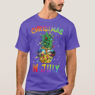 Christmas In July Pineapple Xmas Tree Summer Vaca T-Shirt