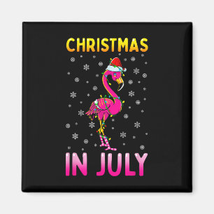 Christmas In July Pink Flamingo Funny Xmas Men Wom Magnet