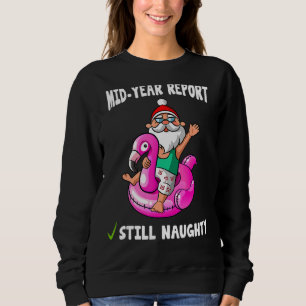 Christmas In July Pink Flamingo Pool Float Mid Yea Sweatshirt