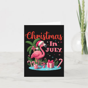 Christmas In July Pink Flamingo Santa Hat Men Wome Card