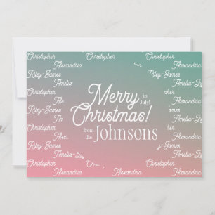 Christmas in July Pink Green Ombre Party Holiday Card