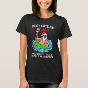 Christmas In July Pool Fun Party Santa  Summer Vac T-Shirt
