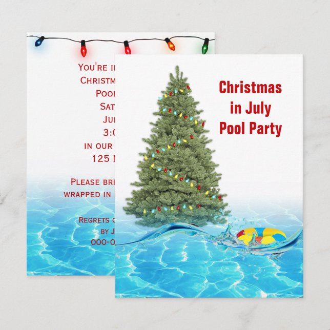 Christmas In July Pool Party Invitation (Front/Back)