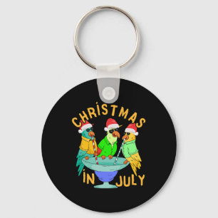 Christmas In July Pool Party Parrot Bird Funny Dri Key Ring