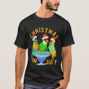 Christmas In July Pool Party Parrot Bird Funny Dri T-Shirt