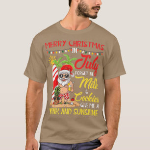 Christmas In July Pool Party Santa Drinking Summer T-Shirt