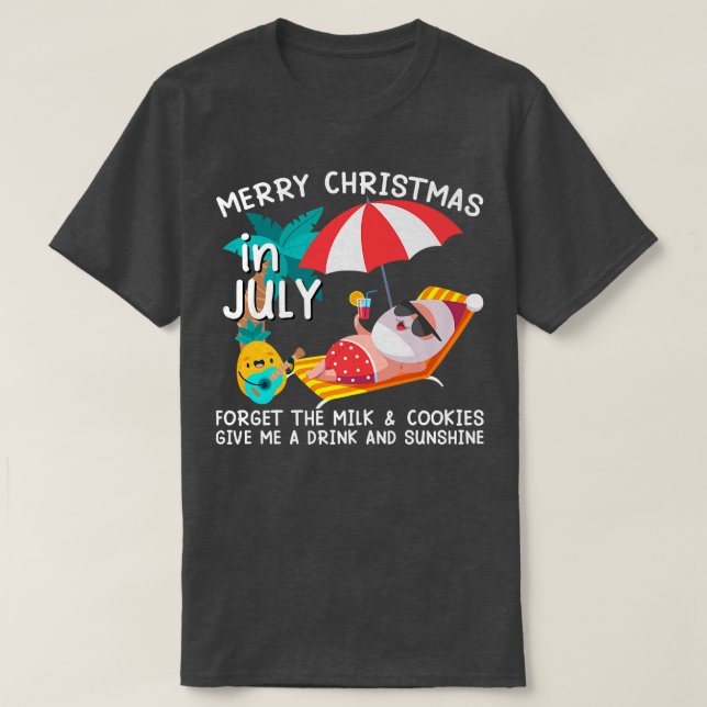 Christmas In July Pool Party Santa Men Women Vacat T-Shirt (Design Front)