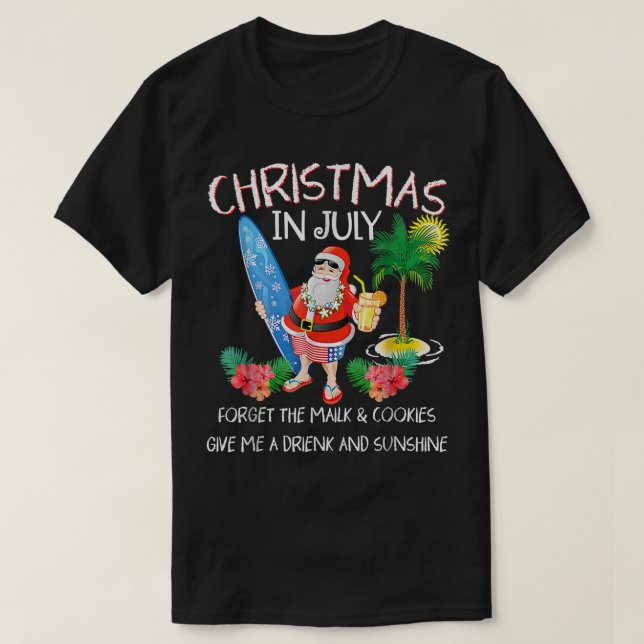 Christmas In July Pool Party Santa Men Women Vacat T-Shirt (Design Front)