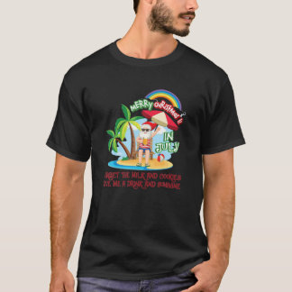 Christmas In July Pool Party Summer Vacation Santa T-Shirt