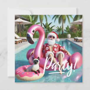 Christmas in July Pool Party with Santa Claus Invi Invitation
