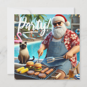 Christmas in July Pool Party with Santa Claus Invi Invitation