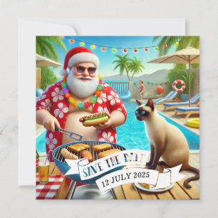 Christmas in July Pool Party with Santa Claus Invi Save The Date