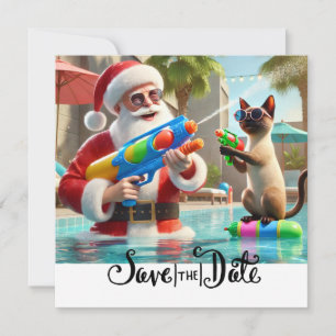 Christmas in July Pool Party with Santa Claus Invi Save The Date