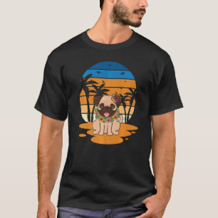 Christmas In July Pug Dog At Beach Pet Owner Graph T-Shirt
