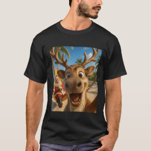 Christmas in July Reindeer Selfie Santa Boys Kids T-Shirt