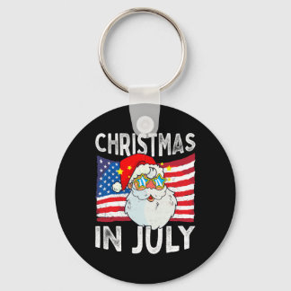 Christmas In July Retro Hipster Funny Santa Men Wo Key Ring