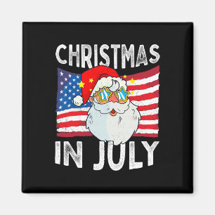 Christmas In July Retro Hipster Funny Santa Men Wo Magnet
