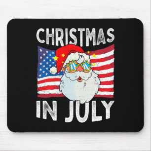 Christmas In July Retro Hipster Funny Santa Men Wo Mouse Pad