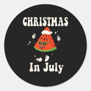Christmas In July Retro Watermelon Kids Boys Toddl Classic Round Sticker
