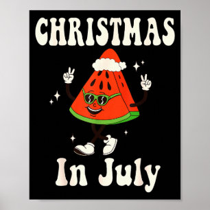 Christmas In July Retro Watermelon Kids Boys Toddl Poster