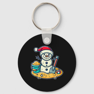 Christmas In July Sand Snowman Santa Hat Shovel Xm Key Ring