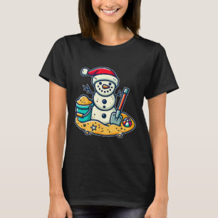 Christmas In July Sand Snowman Santa Hat Shovel Xm T-Shirt