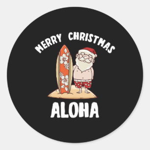 Christmas In July Santa Aloha Hawaii Beach Sand  Classic Round Sticker