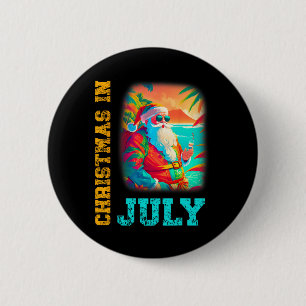 Christmas In July Santa Beach Summer Summer  6 Cm Round Badge