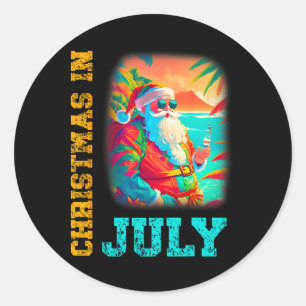 Christmas In July Santa Beach Summer Summer Classic Round Sticker