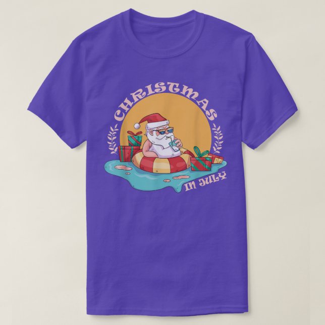 Christmas in July Santa Beach Summer Sunglasses  T-Shirt (Design Front)