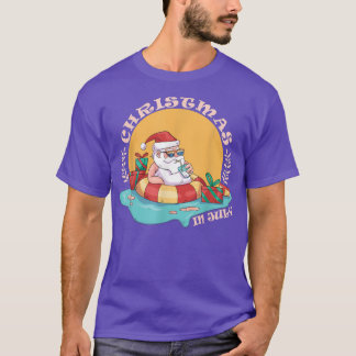 Christmas in July Santa Beach Summer Sunglasses  T-Shirt