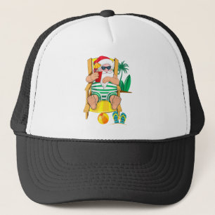 Christmas In July Santa Beach Tshirt Hawaiian Trucker Hat