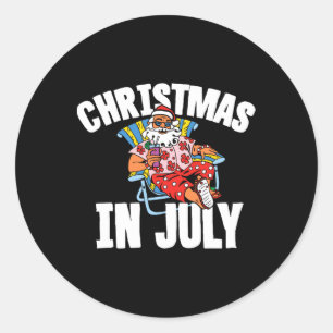 Christmas In July Santa Beach Vacation 2 Classic Round Sticker