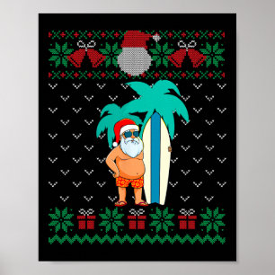 Christmas In July Santa Beach Vacation Poster