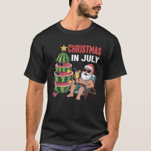 Christmas In July Santa Beach Watermelon Kids Todd T-Shirt