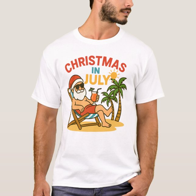 Christmas in July Santa Claus Beach Summer T-Shirt (Front)