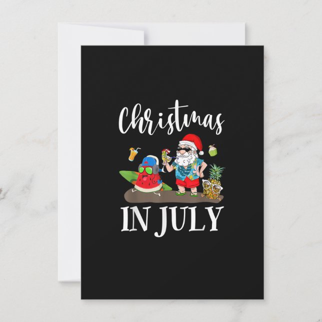 Christmas In July Santa Claus Beach Surfing Summer Invitation (Front)