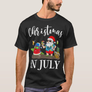 Christmas In July Santa Claus Beach Surfing Summer T-Shirt