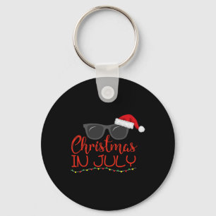 Christmas In July Santa Claus Hat Sungles Trendy S Key Ring
