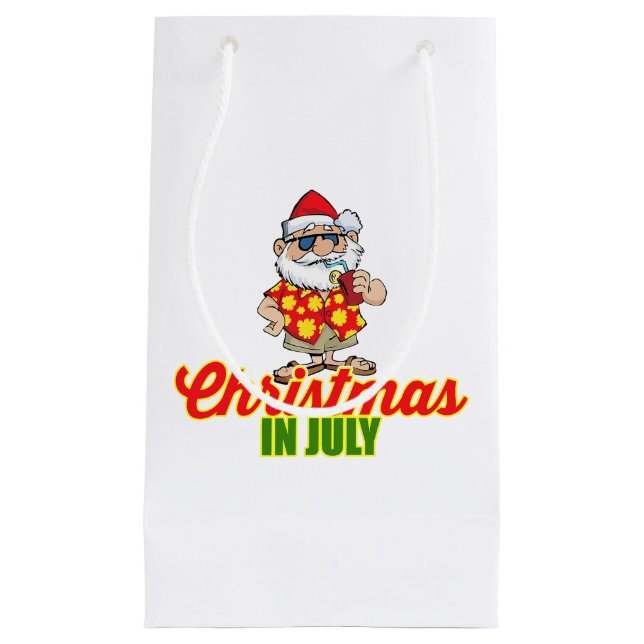 Christmas In July Santa Claus Patriotic USA Sungla Small Gift Bag (Front)