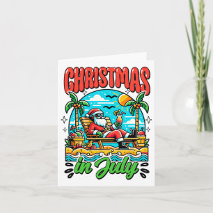Christmas In July Santa Claus Summer Beach Party M Card