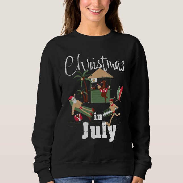 Christmas In July Santa Claus Sunglasses Summer Ce Sweatshirt (Front)