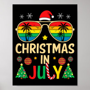 Christmas In July Santa Claus Sungles Beach Men Wo Poster