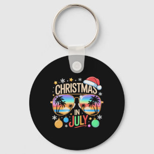 Christmas In July Santa Claus Sungles Men Women Ki Key Ring